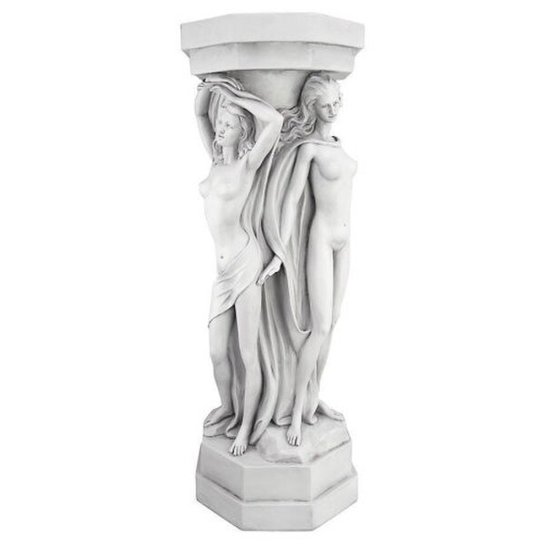 Column Female Nudes Sculptural Pedestal Base Jean-Antoine Houdon